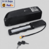 Black Hailong down tube ebike lithium battery disassembled with mounting bracket, XT60 power cable, safety lock keys, US fast shipping FedEx UPS label, replacement electric bike battery pack